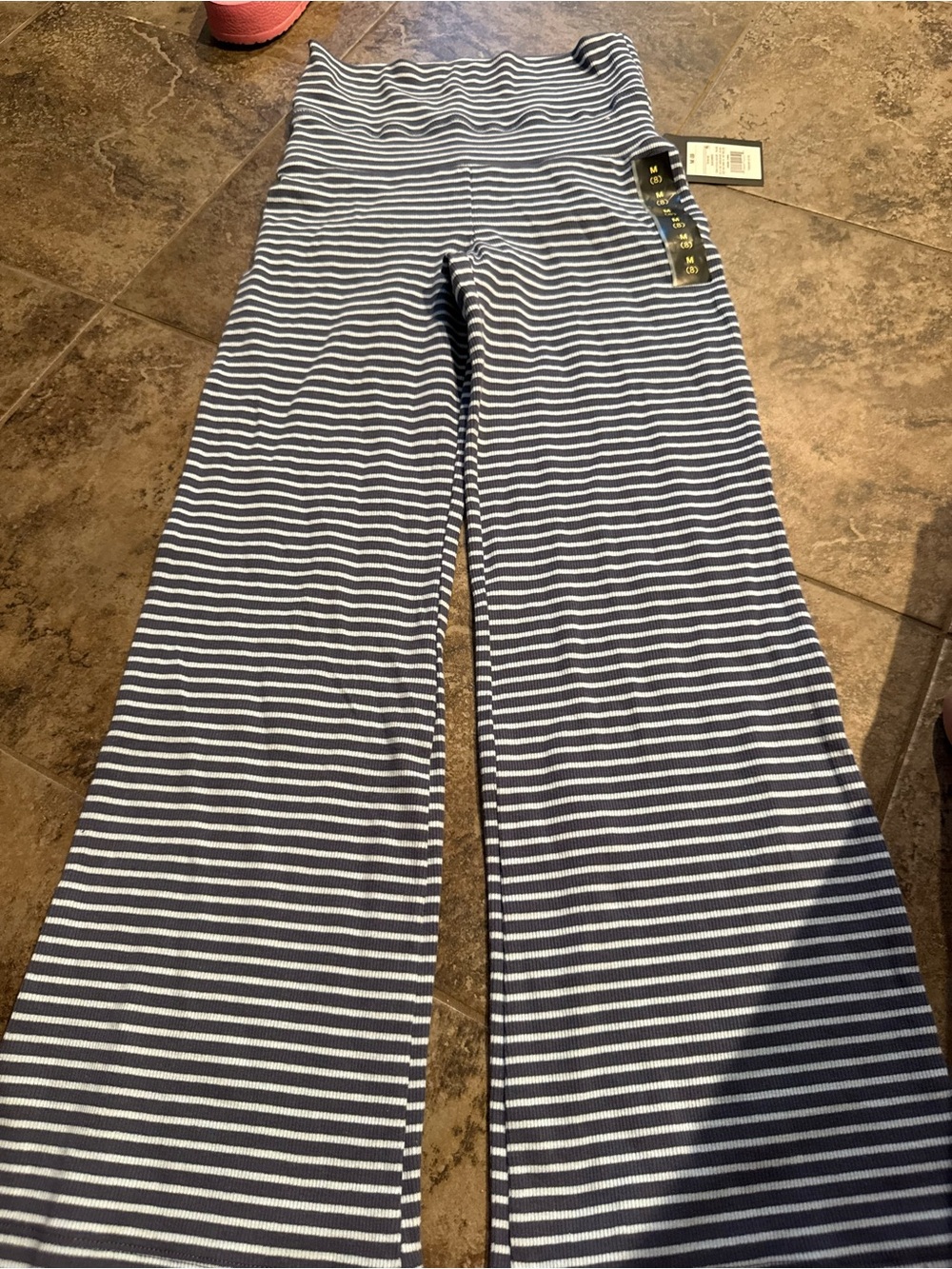 Girls Navy and blue Striped Flare Pants